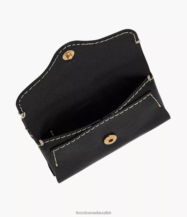 Fossil Wallet Women Black Heritage Card Case D2VPL765