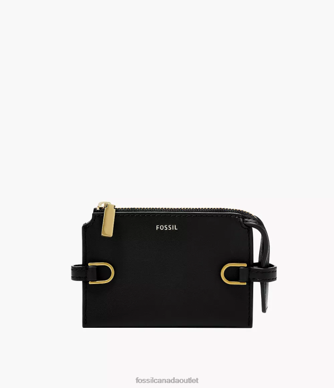 Fossil Wallet Women Black Kier Cactus Leather Card Case D2VPL756