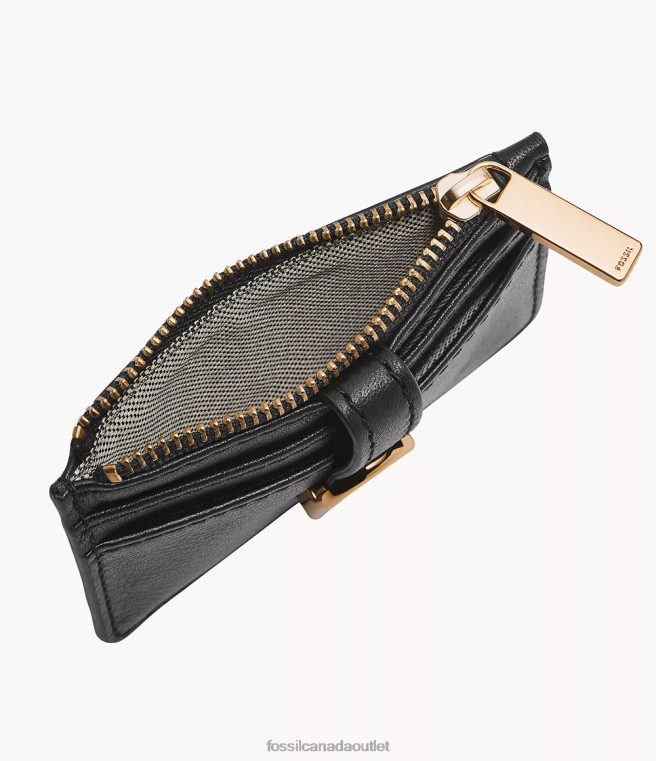 Fossil Wallet Women Black Vada Zip Card Case D2VPL761