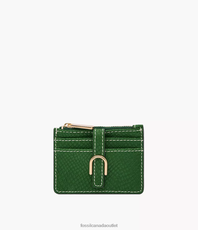 Fossil Wallet Women Green Vada Zip Card Case D2VPL760