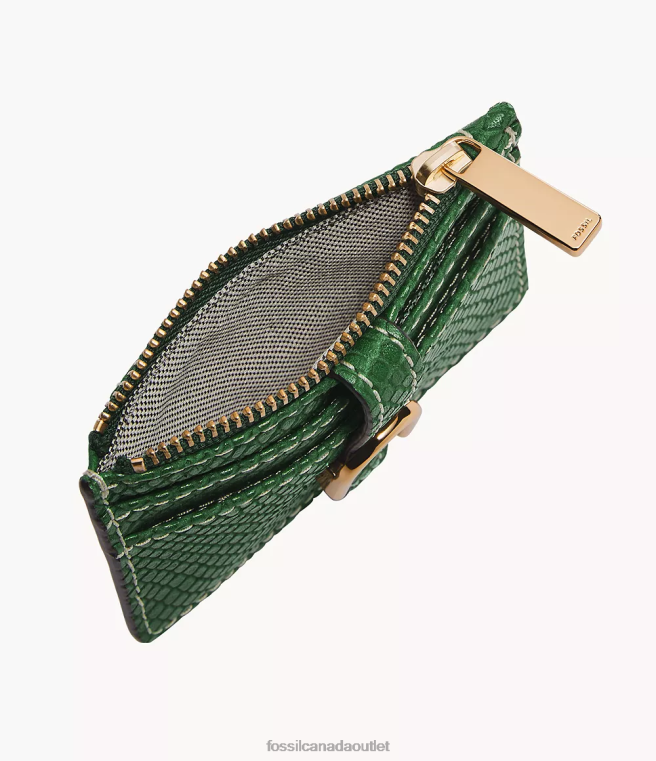 Fossil Wallet Women Green Vada Zip Card Case D2VPL760