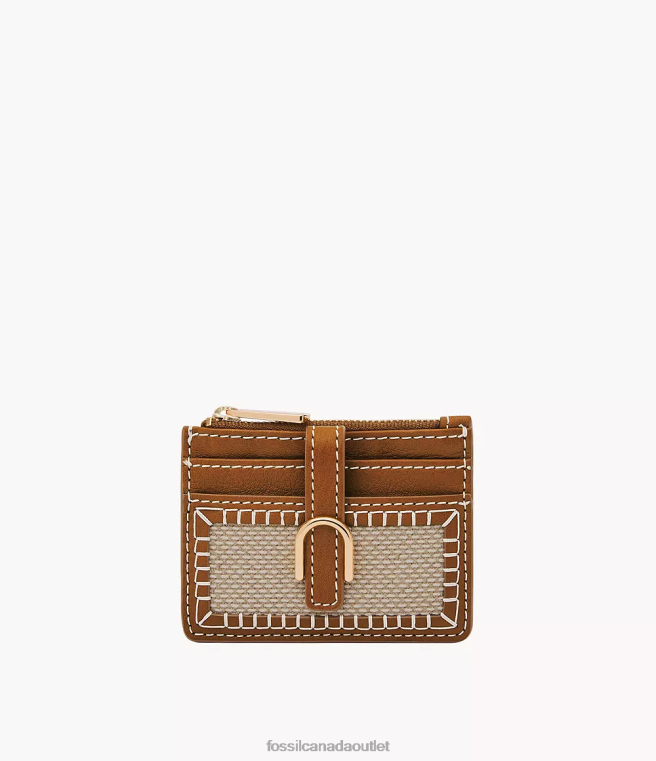 Fossil Wallet Women Light Brown Vada Zip Card Case D2VPL762