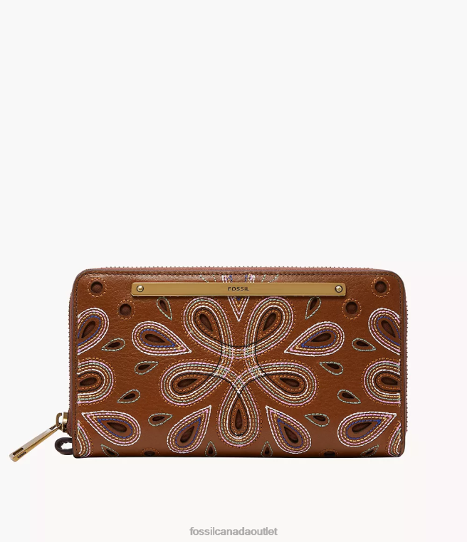 Fossil Wallet Women Brown Liza Zip Around Clutch D2VPL880