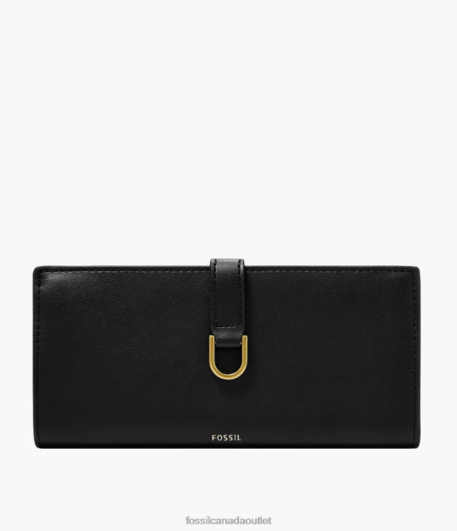 Fossil Wallet Women Black Kier Cactus Leather Tab Clutch D2VPL816