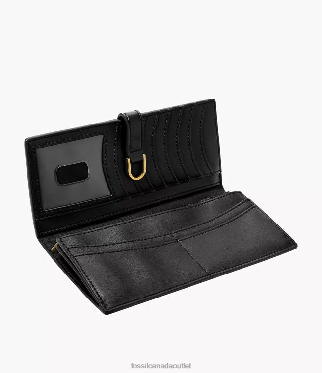 Fossil Wallet Women Black Kier Cactus Leather Tab Clutch D2VPL816