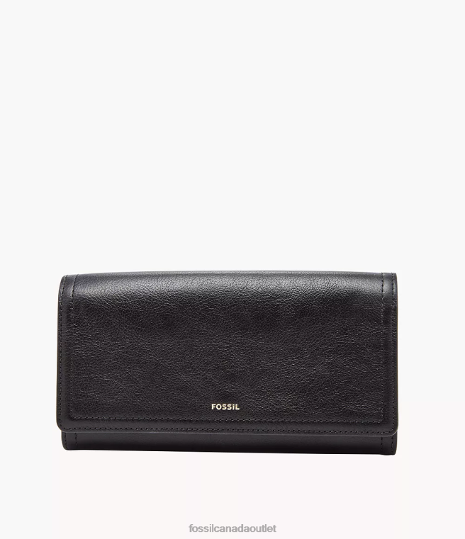 Fossil Wallet Women Black Logan RFID Flap Clutch D2VPL803