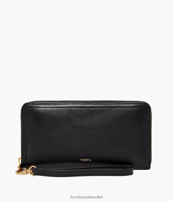 Fossil Wallet Women Black Logan RFID Zip Around Clutch D2VPL785