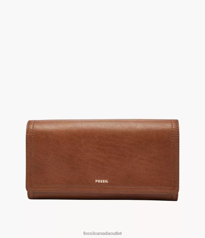 Fossil Wallet Women Brown Logan RFID Flap Clutch D2VPL801