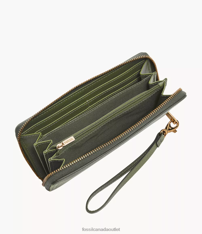 Fossil Wallet Women Green Logan Zip Around Clutch D2VPL787