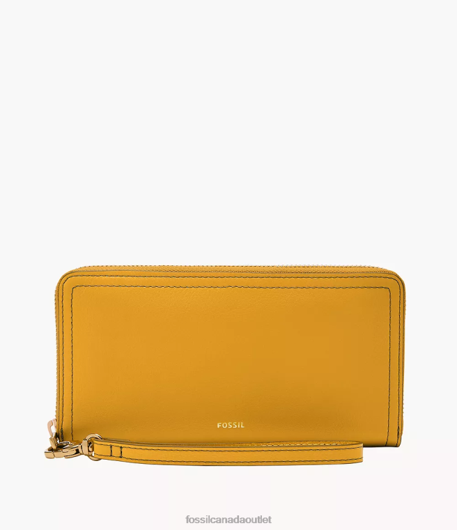 Fossil Wallet Women Yellow Logan Zip Around Clutch D2VPL794