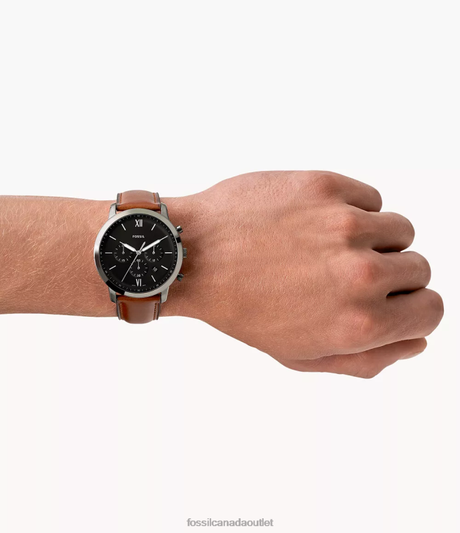 Fossil Watch Men Amber Neutra Chronograph Leather Watch D2VPL1419