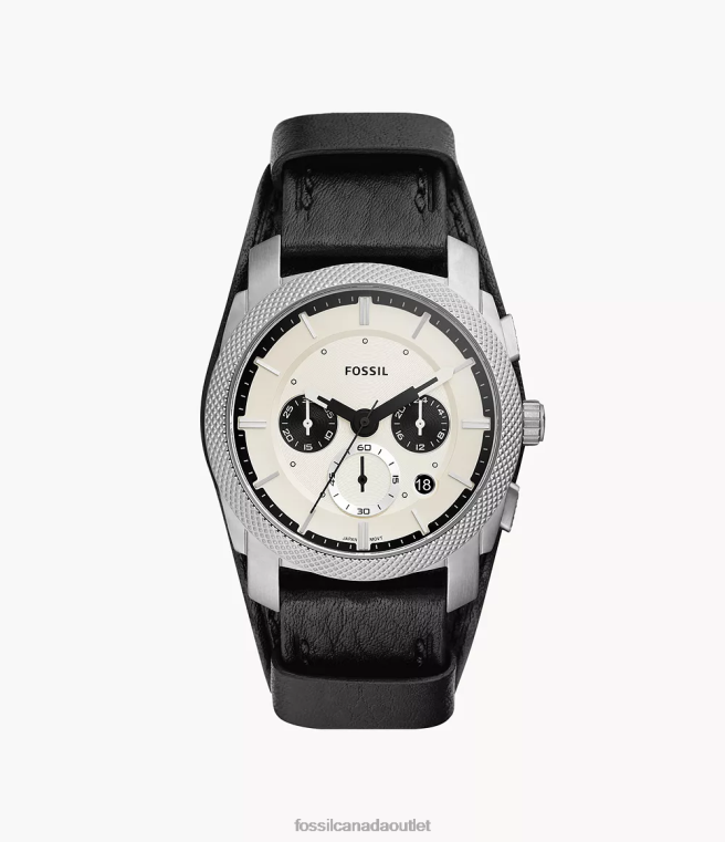 Fossil Watch Men Black Machine Chronograph LiteHide Leather Watch D2VPL1458