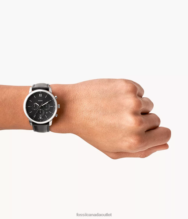 Fossil Watch Men Black Neutra Chronograph Leather Watch D2VPL1404