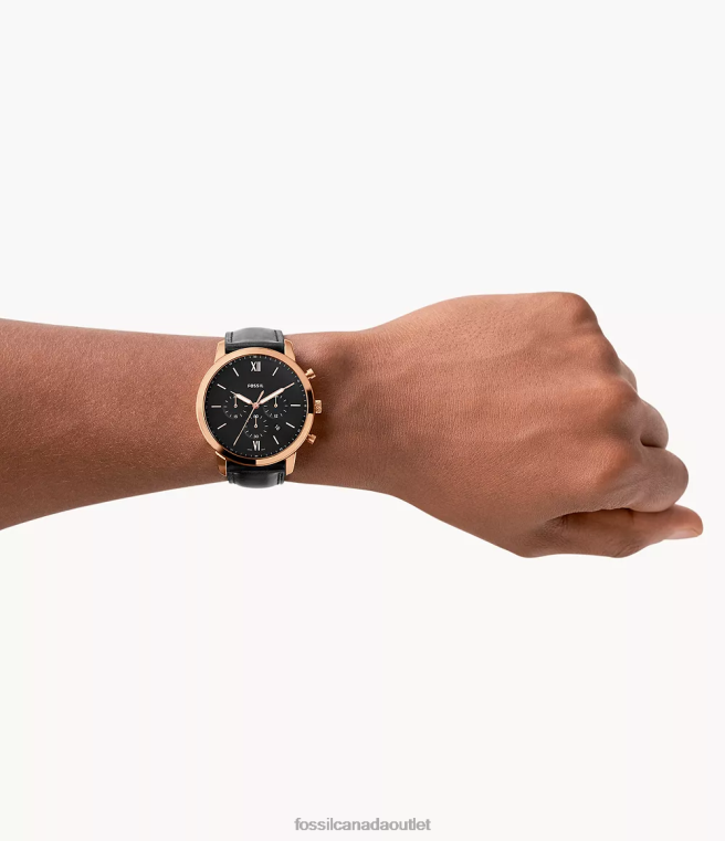 Fossil Watch Men Black Neutra Chronograph Leather Watch D2VPL1409