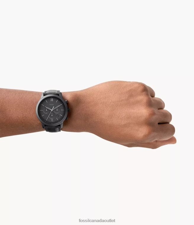 Fossil Watch Men Black Neutra Chronograph Leather Watch D2VPL1417