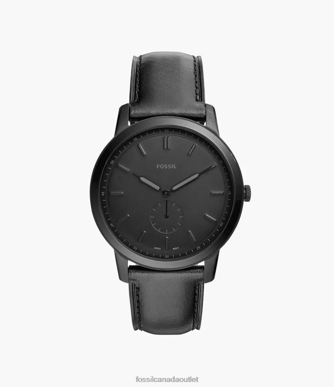 Fossil Watch Men Black The Minimalist Two-Hand Leather Watch D2VPL1399