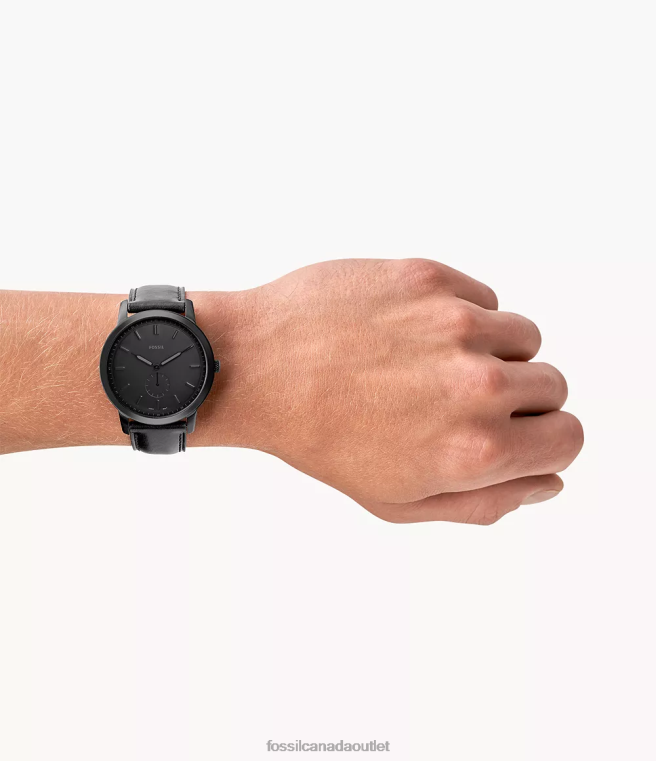 Fossil Watch Men Black The Minimalist Two-Hand Leather Watch D2VPL1399