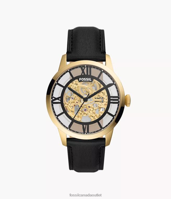 Fossil Watch Men Black Townsman Automatic LiteHide Leather Watch D2VPL1398