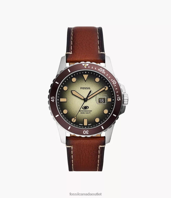 Fossil Watch Men Blue Three-Hand Date LiteHide Leather Watch D2VPL1573