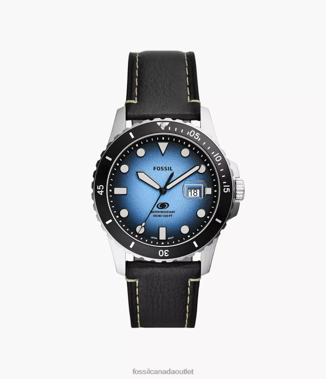 Fossil Watch Men Blue Three-Hand Date LiteHide Leather Watch D2VPL1576