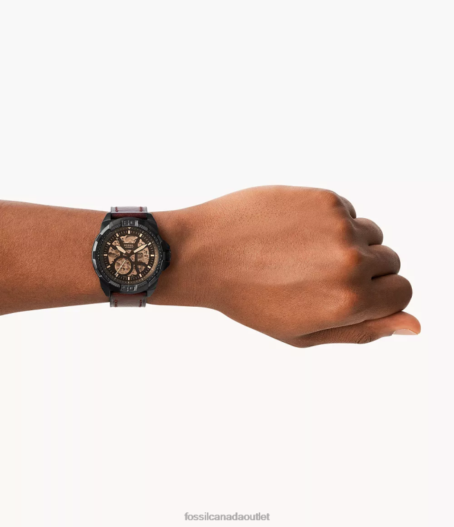 Fossil Watch Men Brown Bronson Automatic LiteHide Leather Watch D2VPL1433
