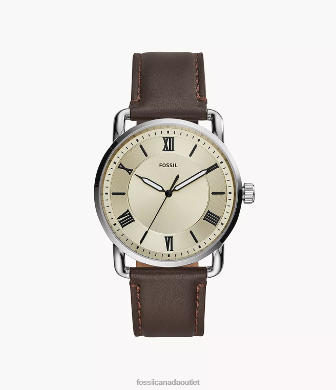 Fossil Watch Men Brown Copeland 42mm Three-Hand Leather Watch D2VPL1423