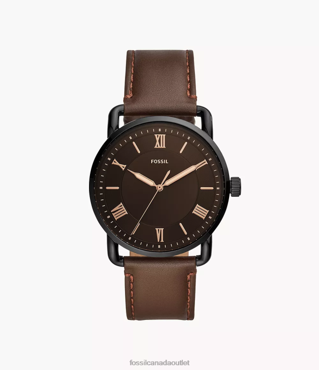 Fossil Watch Men Brown Copeland 42mm Three-Hand Leather Watch D2VPL1426