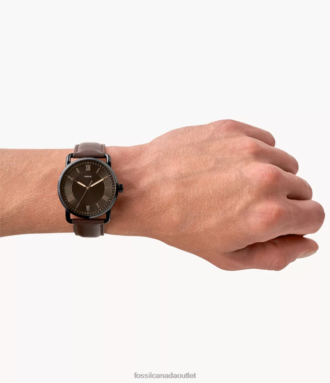 Fossil Watch Men Brown Copeland 42mm Three-Hand Leather Watch D2VPL1426