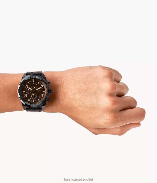 Fossil Watch Men Brown Croco Bronson Chronograph Leather and Rubber Watch D2VPL1582