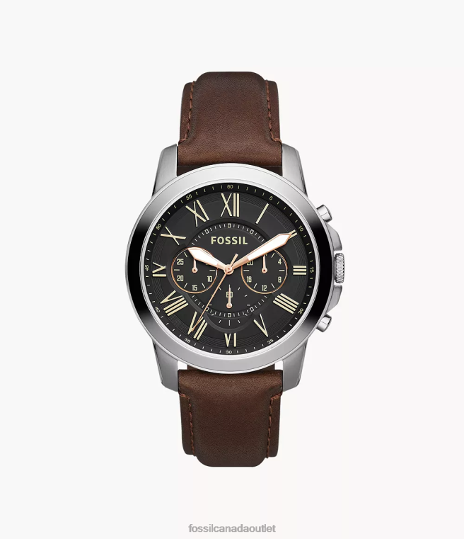 Fossil Watch Men Brown Grant Chronograph Leather Watch D2VPL1424