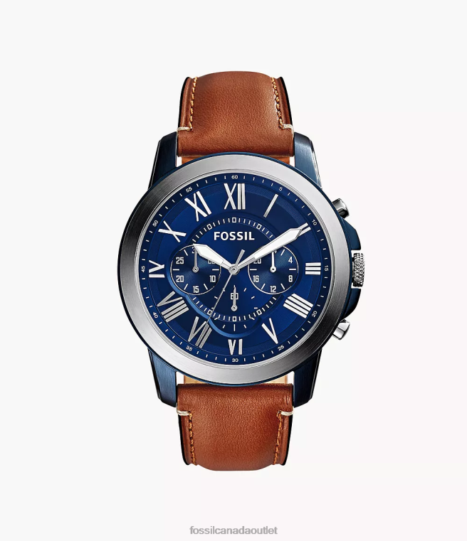 Fossil Watch Men Brown Grant Chronograph Light Leather Watch D2VPL1446