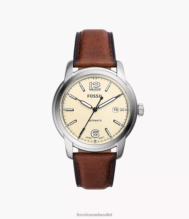 Fossil Watch Men Brown Heritage Automatic LiteHide Leather Watch D2VPL1454
