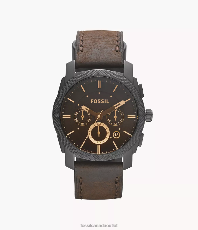 Fossil Watch Men Brown Machine Mid-Size Chronograph Leather Watch D2VPL1435