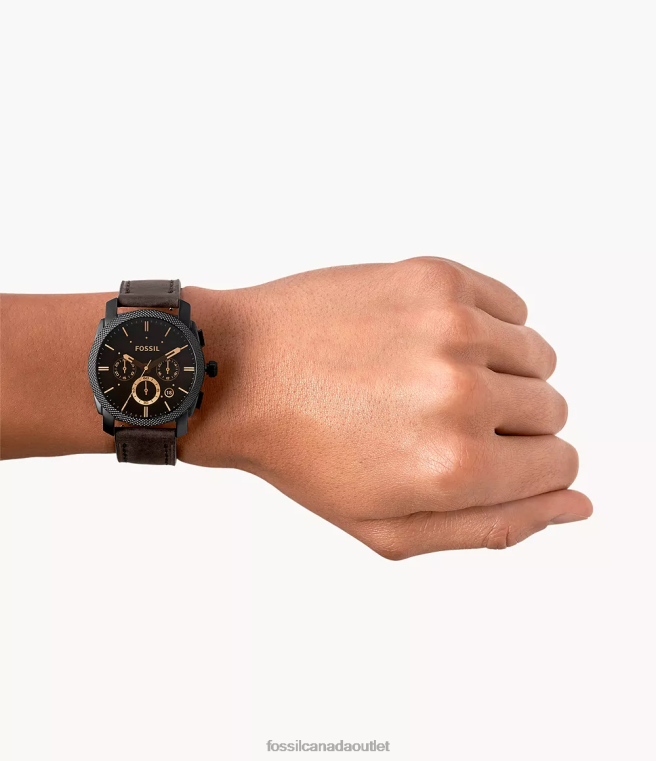 Fossil Watch Men Brown Machine Mid-Size Chronograph Leather Watch D2VPL1435