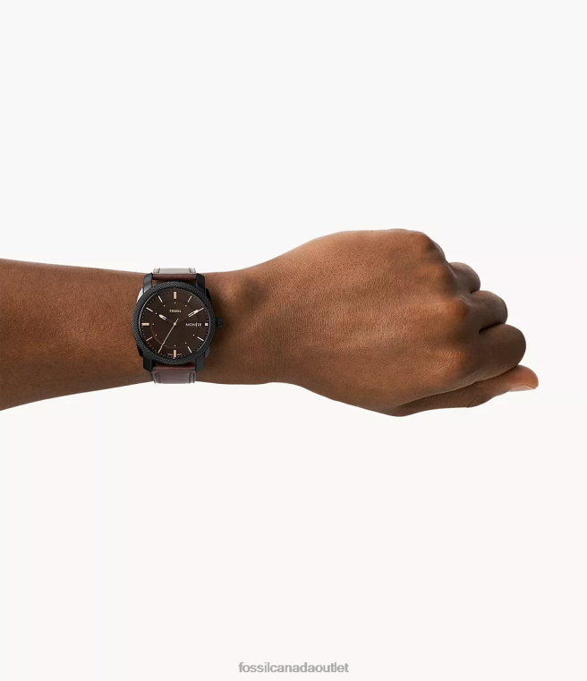 Fossil Watch Men Brown Machine Three-Hand Date LiteHide Leather Watch D2VPL1425