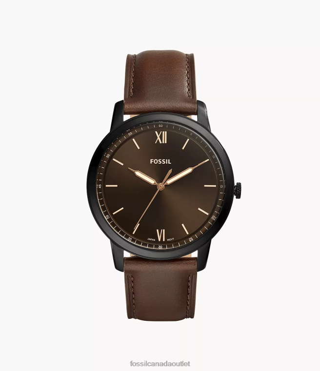 Fossil Watch Men Brown Minimalist Three-Hand Leather Watch D2VPL1405