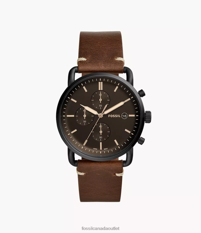 Fossil Watch Men Brown The Commuter Chronograph Leather Watch D2VPL1607