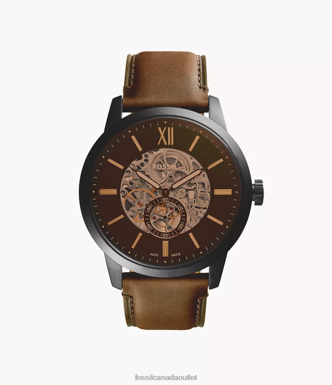 Fossil Watch Men Brown Townsman 48mm Automatic Leather Watch D2VPL1448