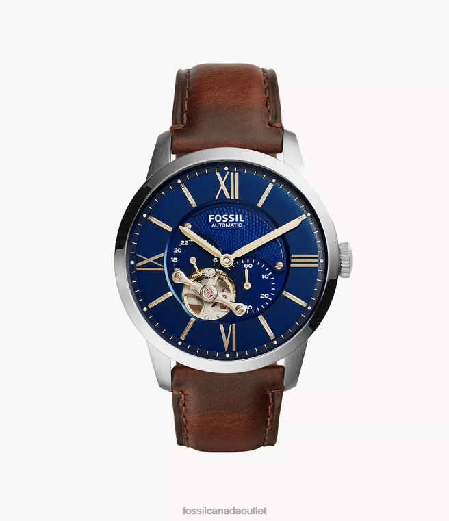 Fossil Watch Men Brown Townsman Automatic Leather Watch D2VPL1422