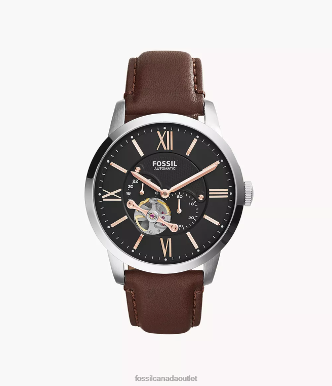 Fossil Watch Men Brown Townsman Automatic Leather Watch D2VPL1455