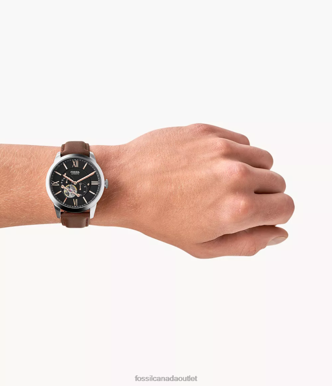 Fossil Watch Men Brown Townsman Automatic Leather Watch D2VPL1455