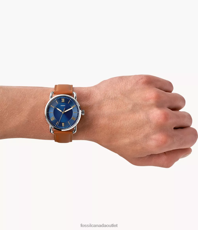 Fossil Watch Men Luggage Copeland 42mm Three-Hand Leather Watch D2VPL1449