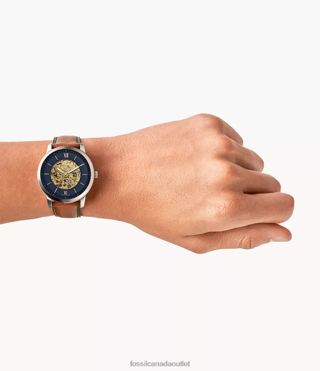 Fossil Watch Men Luggage Neutra Automatic Leather Watch D2VPL1441