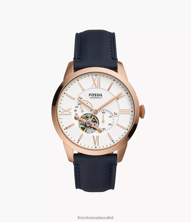 Fossil Watch Men Navy Townsman Automatic Leather Watch D2VPL1437