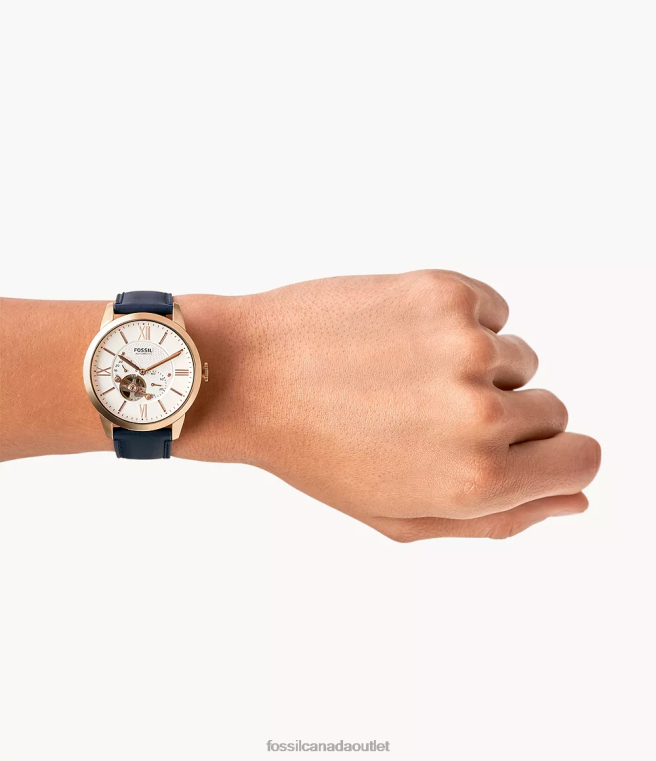 Fossil Watch Men Navy Townsman Automatic Leather Watch D2VPL1437