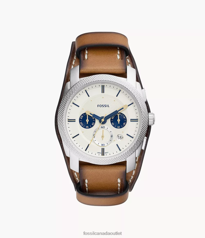 Fossil Watch Men Tan Machine Chronograph LiteHide Leather Watch D2VPL1440