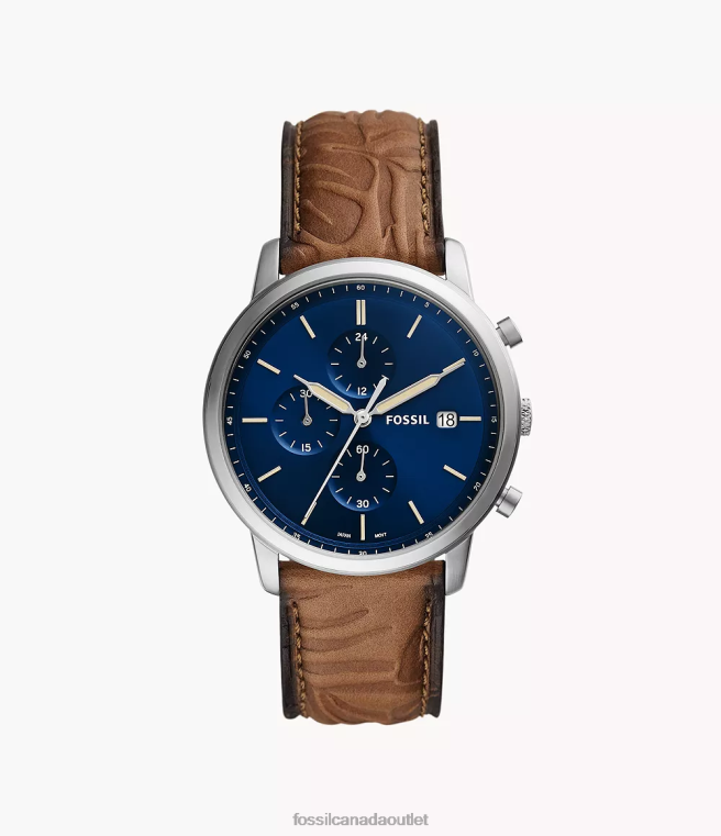 Fossil Watch Men Tan Minimalist Chronograph LiteHide Leather Watch D2VPL1595