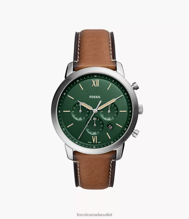 Fossil Watch Men Tan Neutra Chronograph LiteHide Leather Watch D2VPL1410