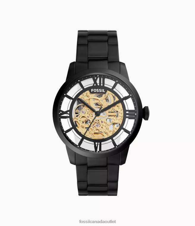Fossil Watch Men Black 44mm Townsman Automatic Stainless Steel Watch D2VPL1462