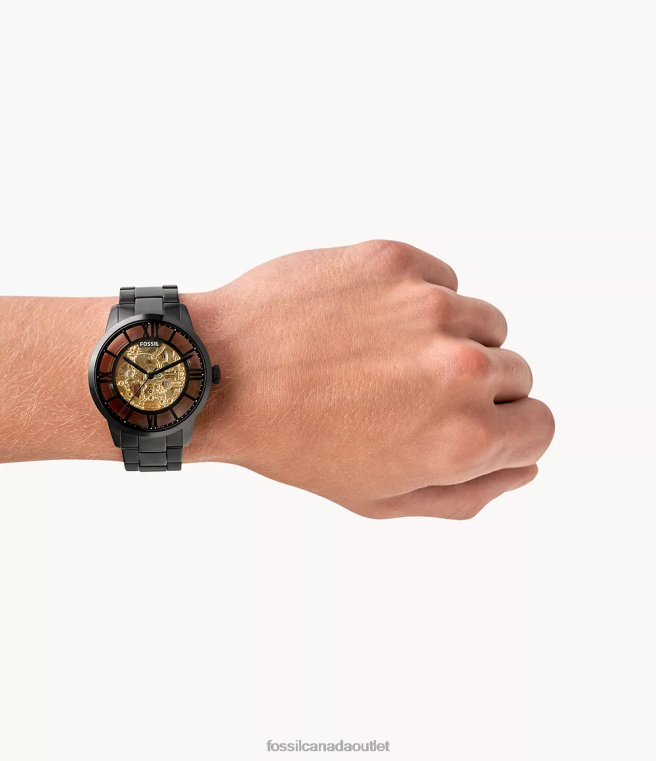 Fossil Watch Men Black 44mm Townsman Automatic Stainless Steel Watch D2VPL1462
